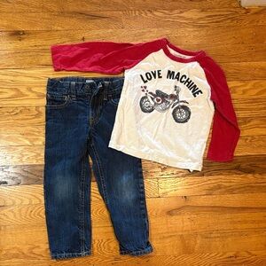 GAP Kids Red and White Love Machine Long Sleeve Tee